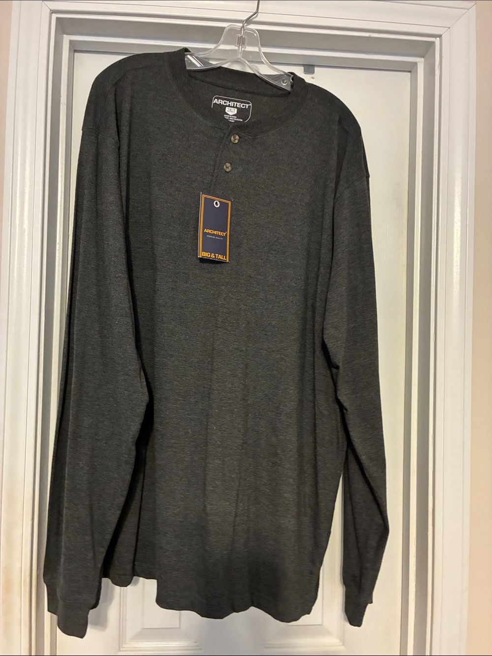 Architect‎ Men's Long-Sleeve Henley Shirt - Charcoal Gray 2XLT